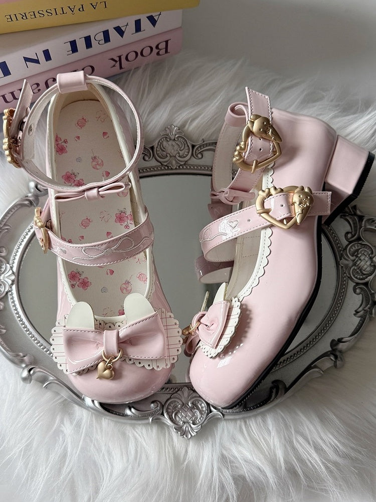 Bow Sweet Janes with 5cm Details Theme Bunny Mary Lolita Heeled Pink