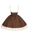 Lolita Dress Violin Boned Brown Version Under Short Classic Bust Waist with Embroidery