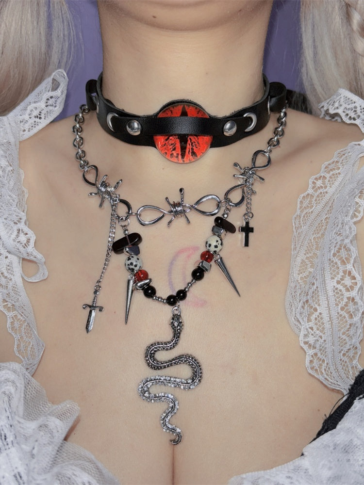 Y2K 蛇型チャームパンクネックレス