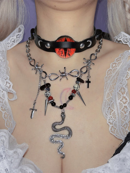 Y2K 蛇型チャームパンクネックレス