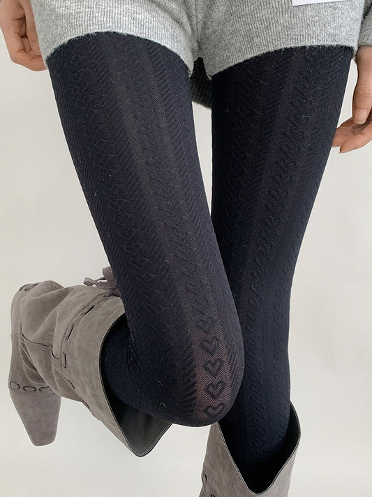 Tights (2 Colors) Warm Knit Herringbone
