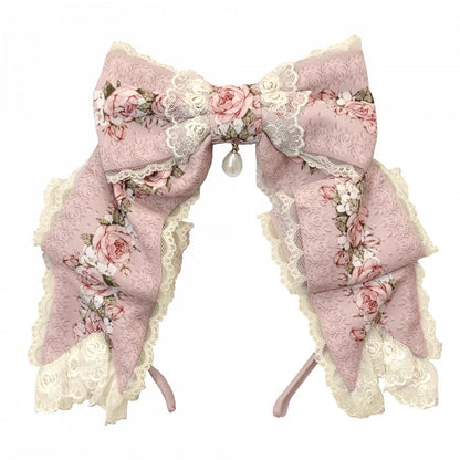 花柄プリント ピンク/グリーン リボン KC