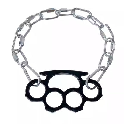 Halskette mit Pfotenwelpen-Design, silber/schwarz