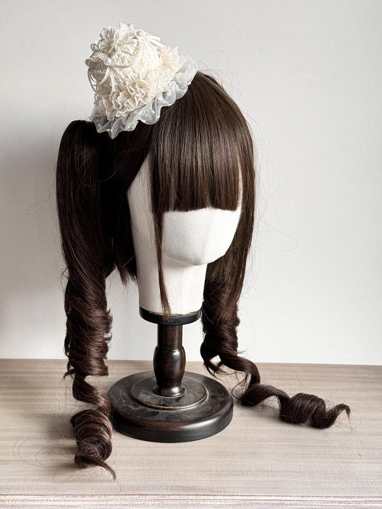 Trim Mini Lolita Hat Beads Lace Creamy with