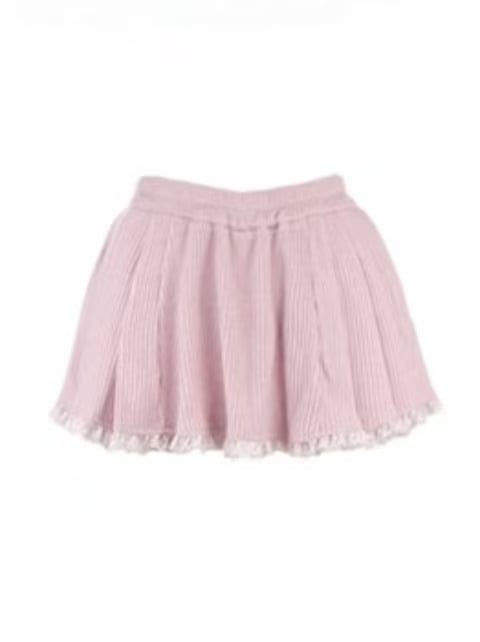 Spitzenstrickrock Rosa Plissierter Minisaum