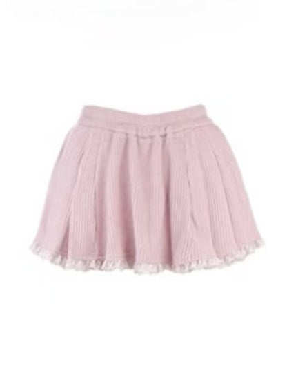 Spitzenstrickrock Rosa Plissierter Minisaum