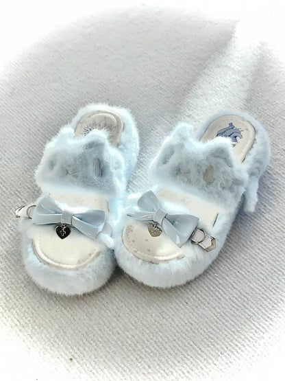 Pantoufles Cat Light Jirai Design : avec broderie bleue en peluche Kei
