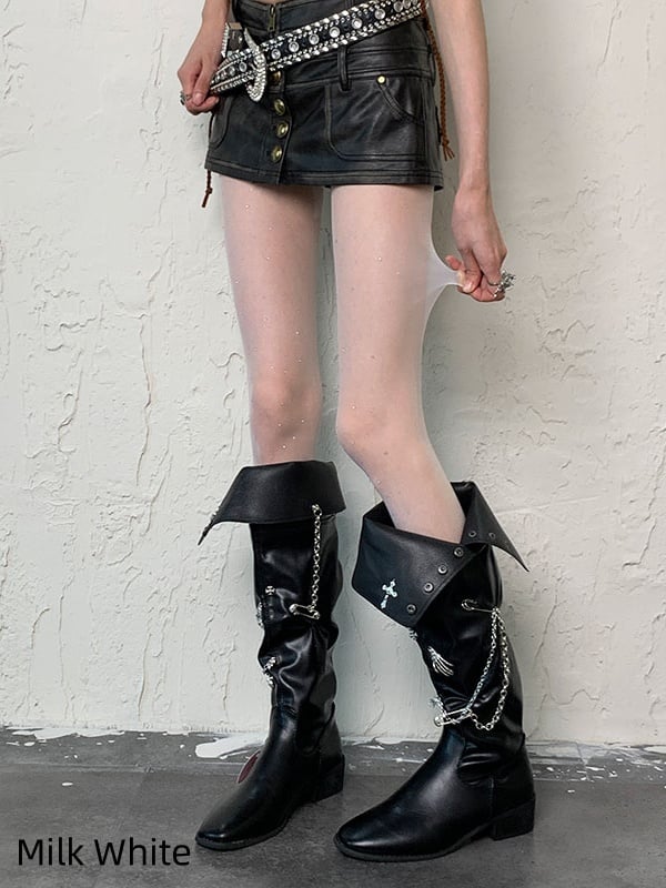 ホワイト ホワイト Y2K ラインストーン シアータイツ