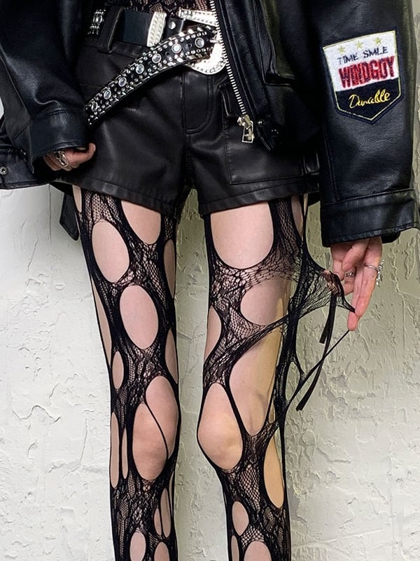 Y2K Black Tights Cut-out Design