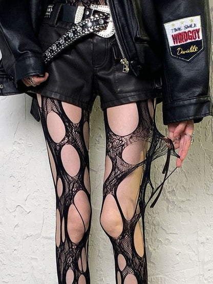 Y2K Black Tights Cut-out Design