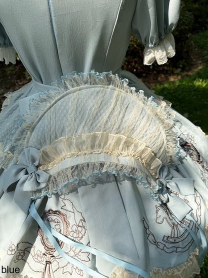 Two-Tone Bow Lolita Bonnet Featuring Ruffle Embellishments - Double sweet Lolita