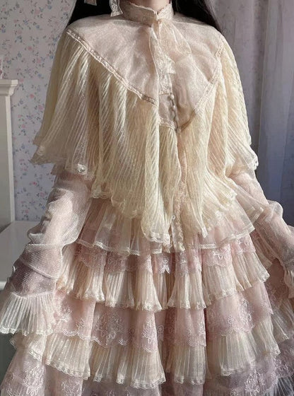 Beige Elegant Details Striped Lolita Shawl