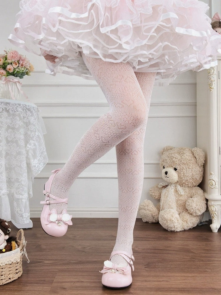 Heart Patterned Sheer Lolita Tights Available in Three Colors - Milkcat Studio