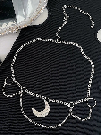 Chain Moon Waist Silver Y2K Charm