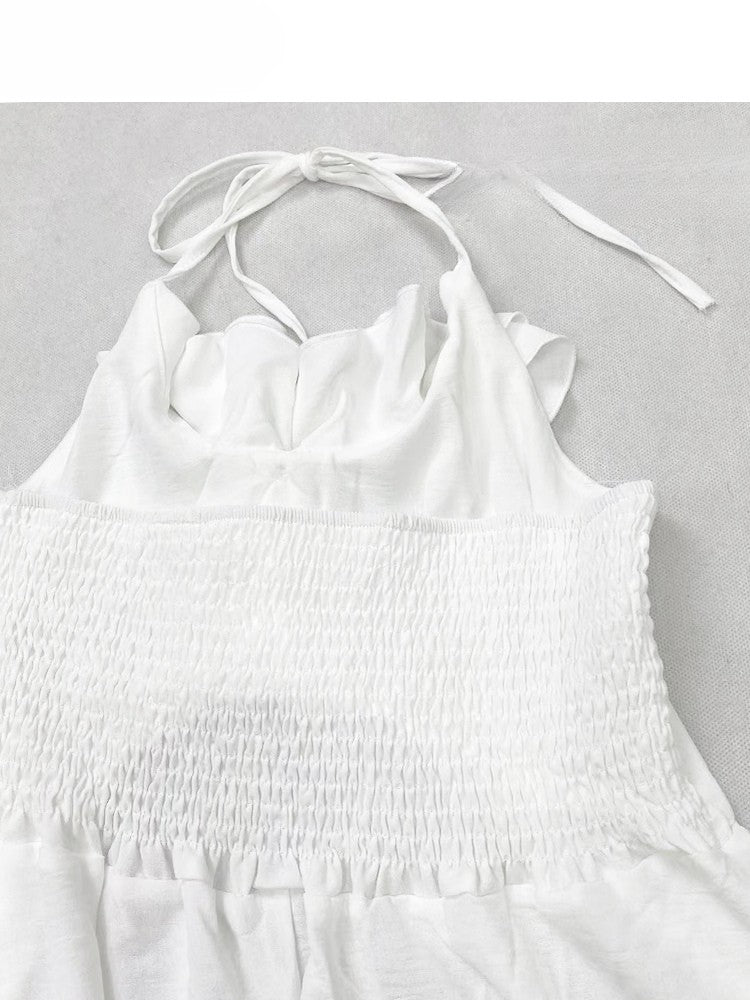 Weißes Neckholder-Urlaubs-High-Low-Top