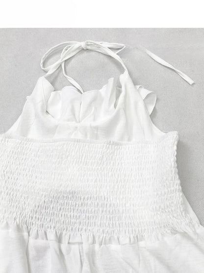 Weißes Neckholder-Urlaubs-High-Low-Top