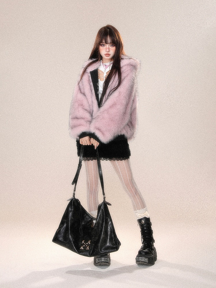 ホワイト/ブラックレーストリム厚手スカート