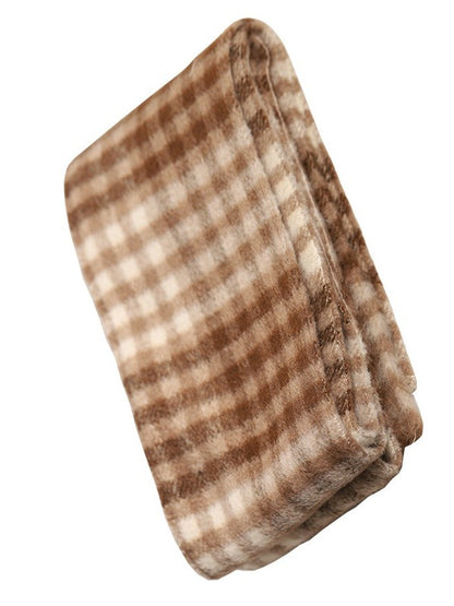 Brown Plaid Lolita Scarf with Detachable Plaid Bowknot