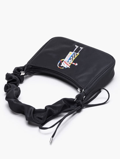 Black Bag Delicate Embroidery With Chic CrossbodyShoulder