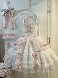 Akzente rosa Pullover Lolita Rock und Prinzessin süße weiße Schleife