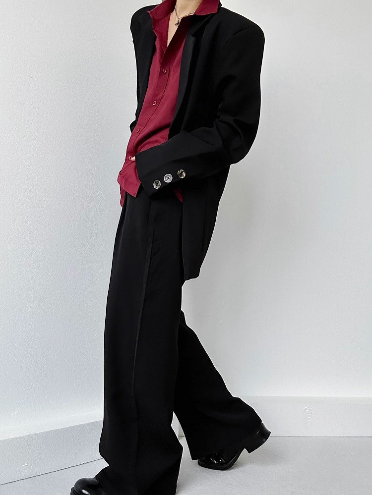 Shirt Unisex Pointed Front Collar Wine Cuff with Ouji Red Lolita Button