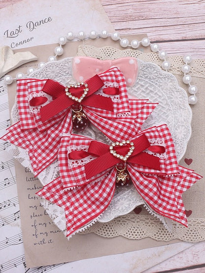 3 Color Strawberry Jirai Kei Hairclip Options Bowknot Charm