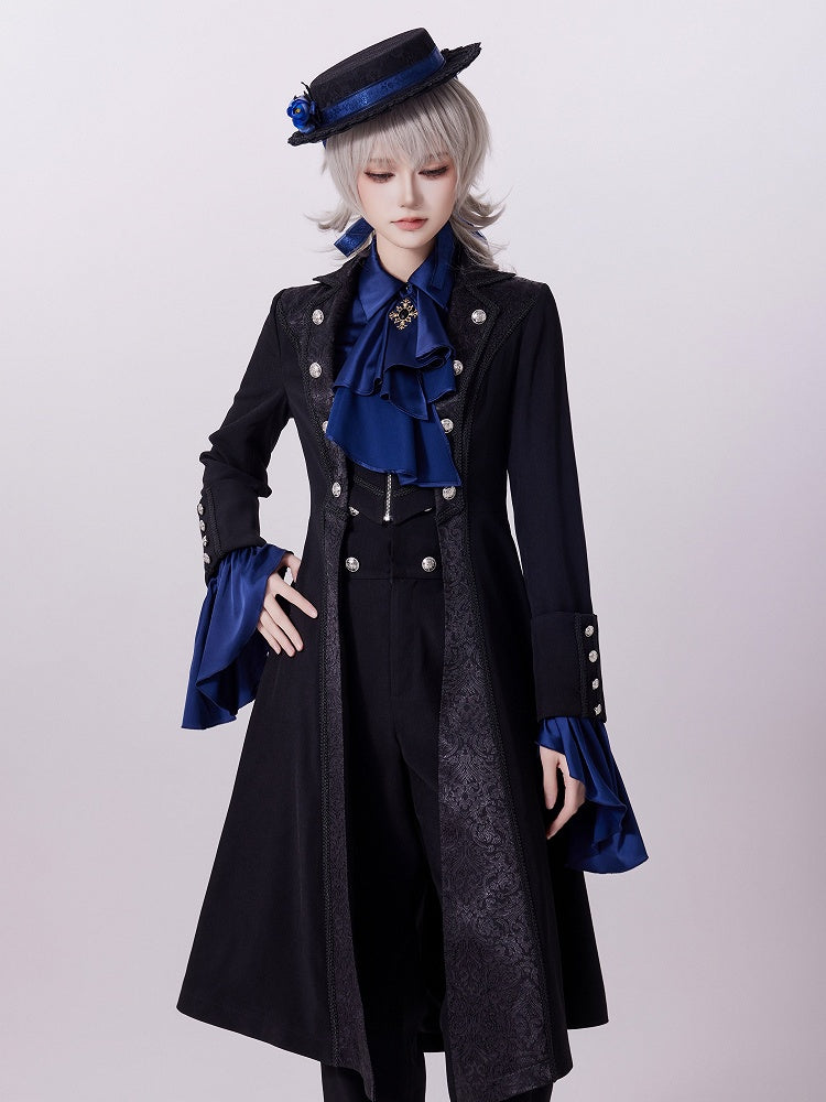 Black Zip Jacket with Jacquard Placket and Lace-Up Back Cutout - DevilInspired Exclusive Collection