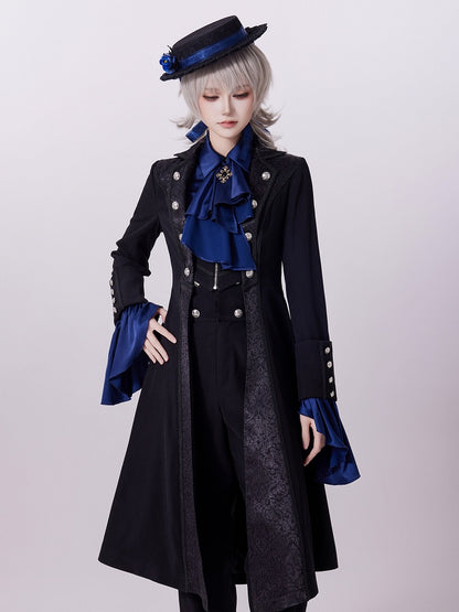 Aristocrat Ouji Coat with Jacquard Placket and Lace-Up Cutout Back - DevilInspired Exclusive Collection
