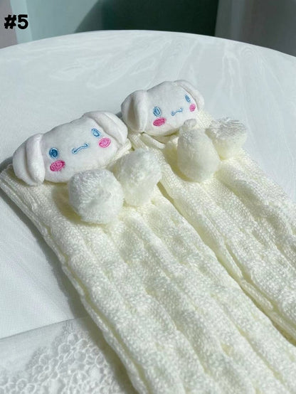 Weiße süße Lolita-Strick-Beinwärmer