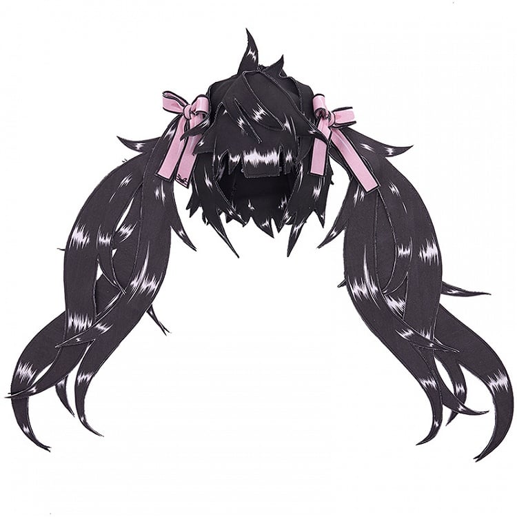 Black/Pink Bow Double Ponytail Cartoon Hat