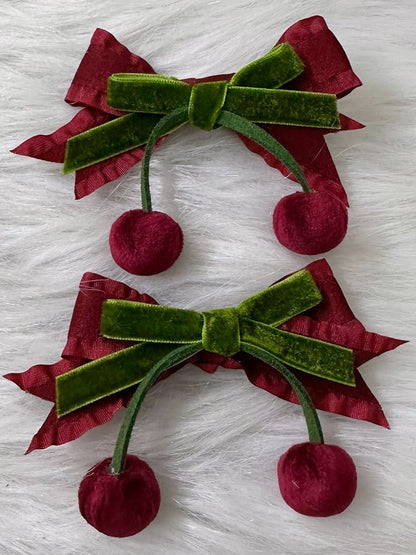Sweet Velvet Options Color Cherry Lolita Bowknot Hairclip 2