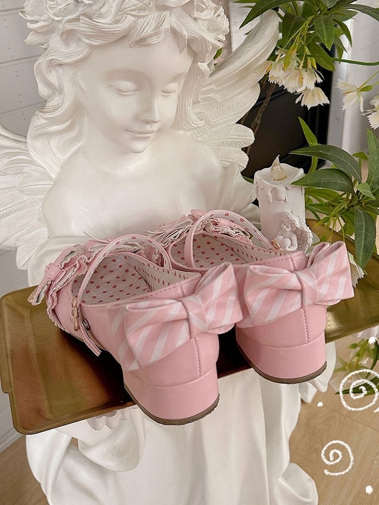 Mary Accents Janes Ear Pink Low-heel - Sweet PU Bear Lolita