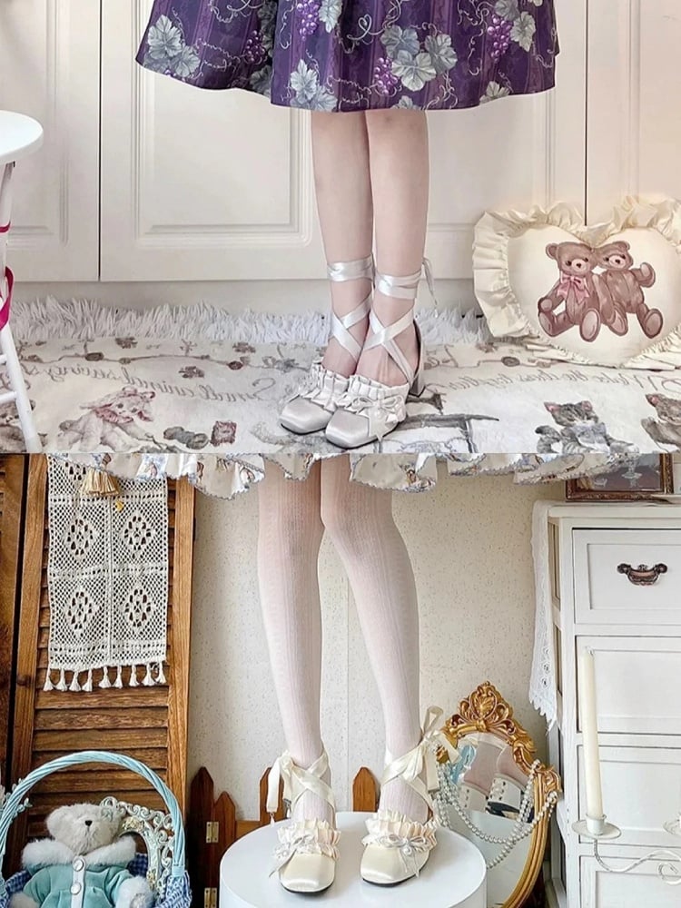 Mid-heel Silver Edging Mary Lolita Frill Classic Janes - Multi-Layer