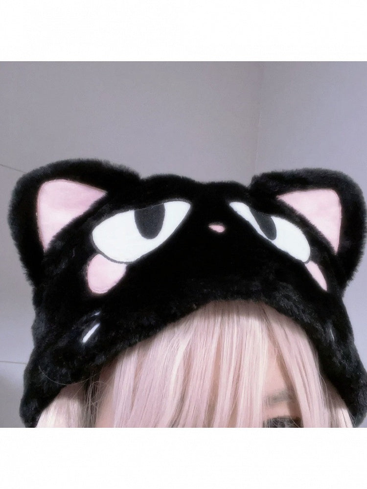 Black Kawaii Plush Cat Design Hat - Magic Diary