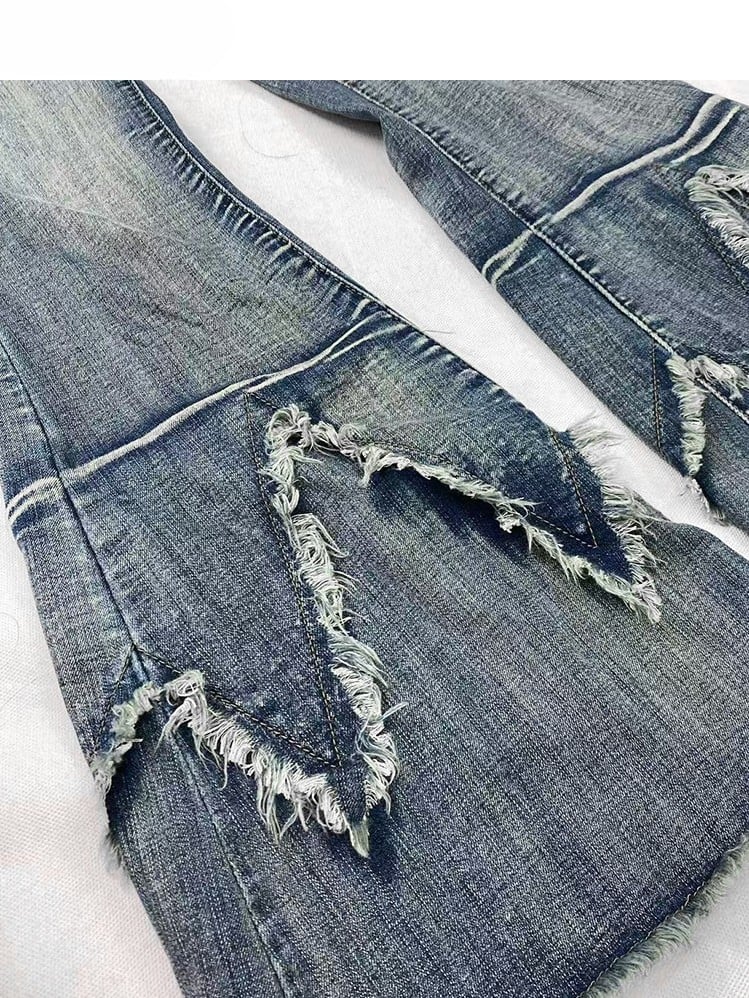 Raw Flare Glamorous Hem Silhouette Jeans Bittersweet Blue