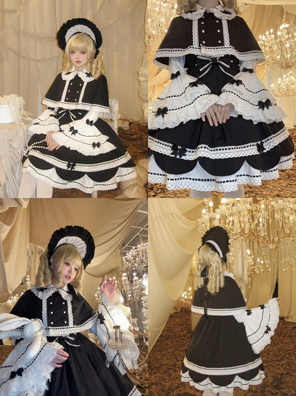 Decoration Black Bowknots White Peter Pan Collar Bell Sleeves Blouse