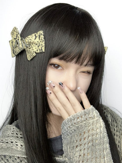 Bow Snake Yellow Hairclip Decorated
