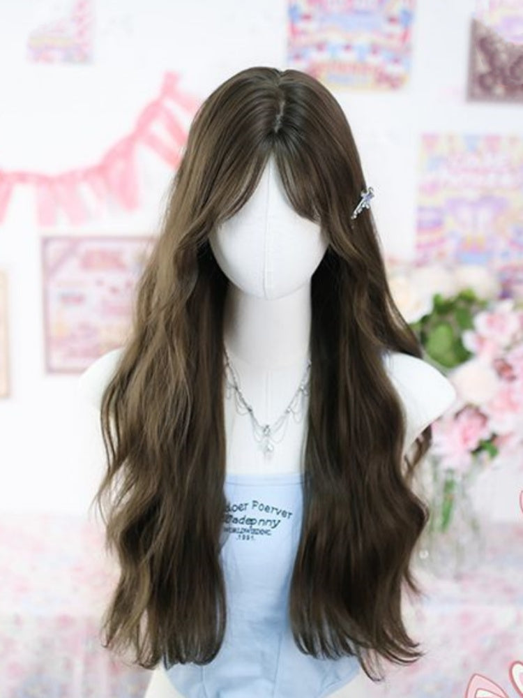 Brown Under Bust Length WavyWig with Curtain Bangs