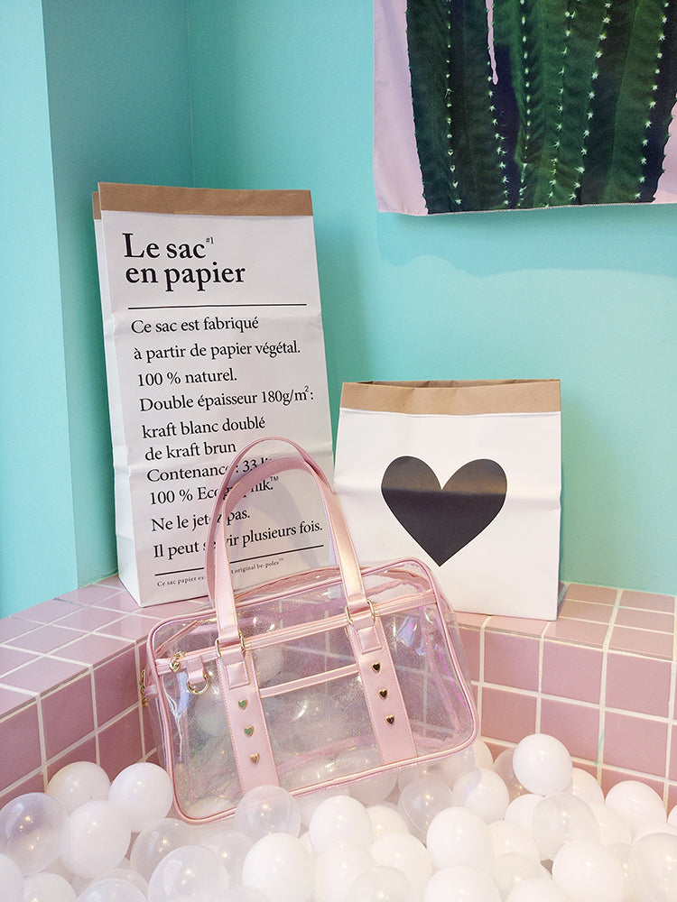 ピンク/ブラック シアー イタ トートバッグ