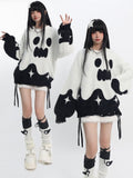 Oversized Ghost-Inspired Sweater in White & Black - Catwish