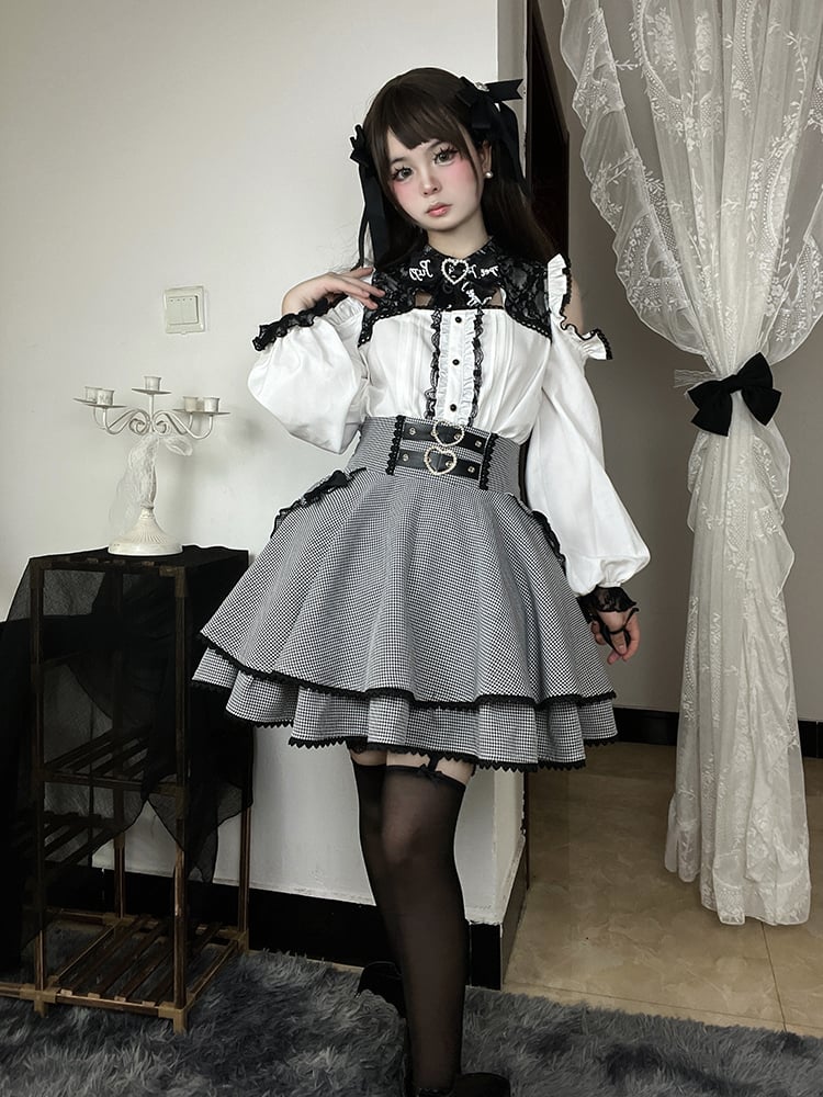 ホワイトレーストリムカットアウトショルダージライケイブラウス