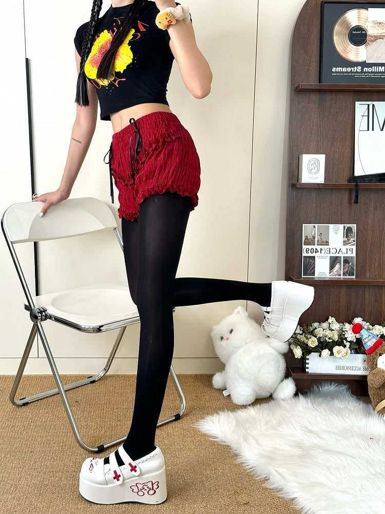 Satin Anti-Slip Black/Nude Slimming Tights