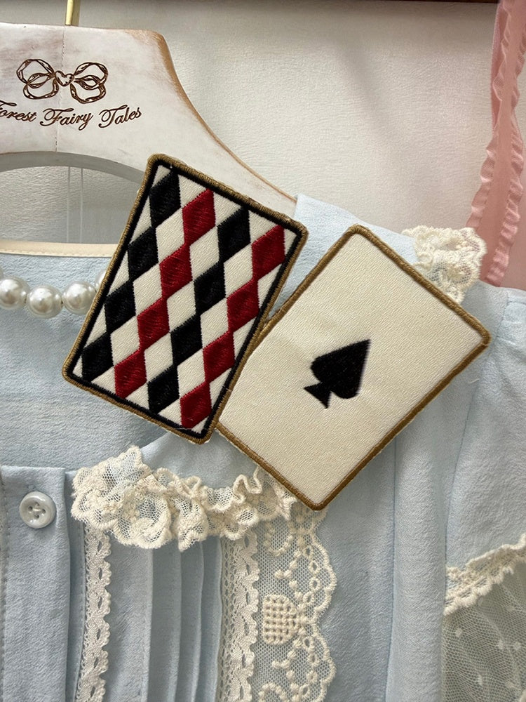 Alice in Wonderland Knight Stitched Brooch or Poker Stitched Brooch - Forest Fairy Tales