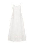 Version Slip Weißes langes Empire-Taillenkleid mit V-Ausschnitt, elegantes Lolita