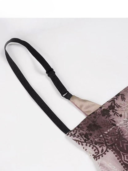 Design Print Millard Fashion Asymmetrischer Saum Lila + Kleid Cami