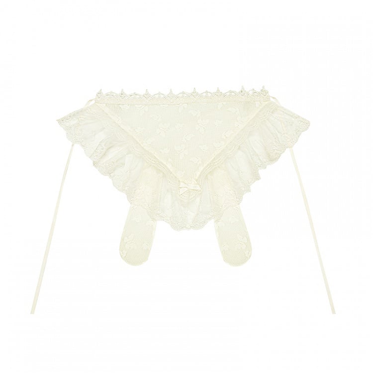 Bunny Lace Creamy Ears Triangle Scarf