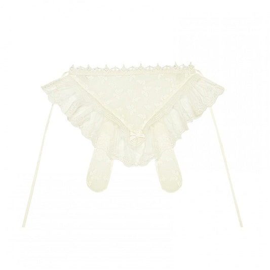 ウサギのレースとクリーム色の耳の三角形のスカーフ