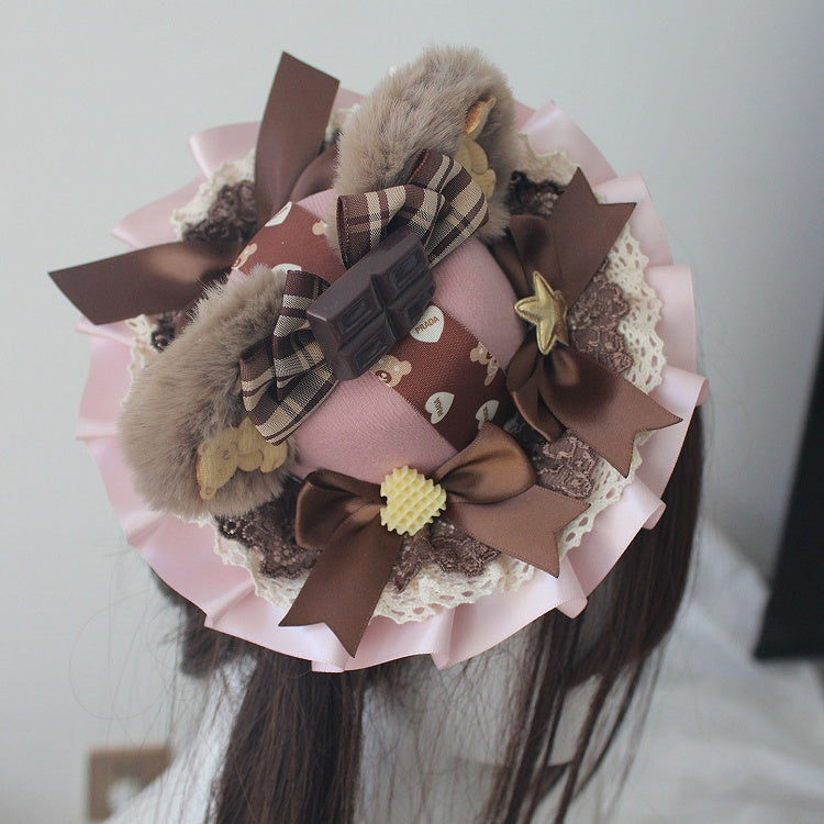 Chocolate Style Hat Pink Mini Bear Sweet Teddy