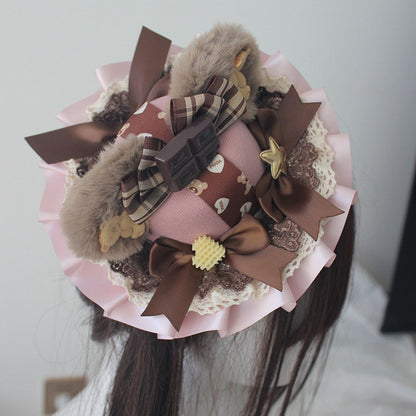 Chocolate Style Hat Pink Mini Bear Sweet Teddy
