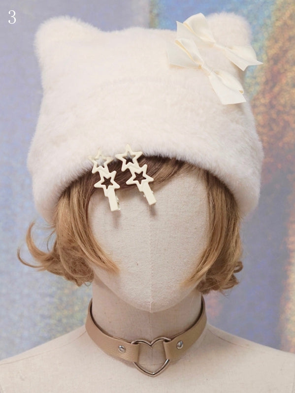 3 Hat Options Ear with Cat Star and Bowknot - Besozealous